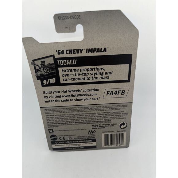 2020 Hot Wheels Zamac Wal-Mart Exclusive '64 Chevy Impala Tooned #9/10 - Picture 4 of 6